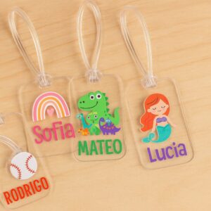 Tags acrílico fondo transparente impresión full color (2 unidades)